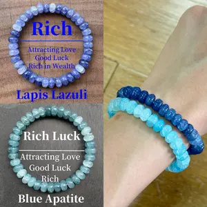 Rich Lapis Lazuli & Blue Apatite 2-piece Set Attracts Love Luck Wealth Unisex Energy Enhancing Jewelry for Positive Energies High Quality Bracelet