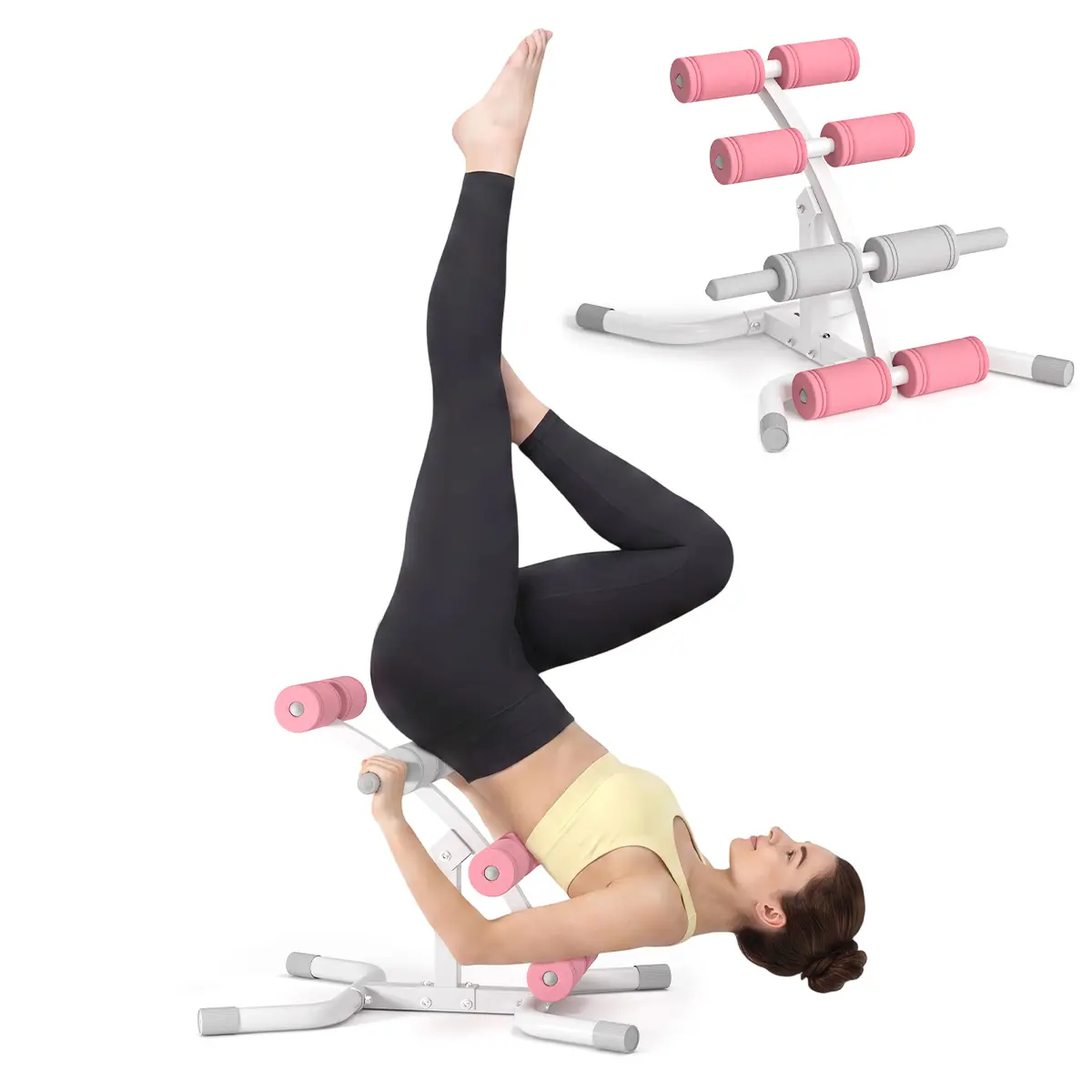 RELIFE SPORTS Mini Inversion Table,330 LBS Capacity Compact Steel Frame Inversion Machine with Foam Rollers,Back & Glute Trainer for Home Gym,Spine‑Friendly Unisex Abdominal Workout Equipment