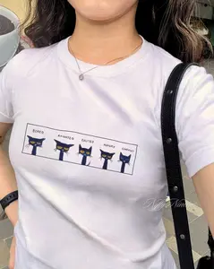 Vintage Cat Moods Baby Tee - 90s Retro Graphic Top