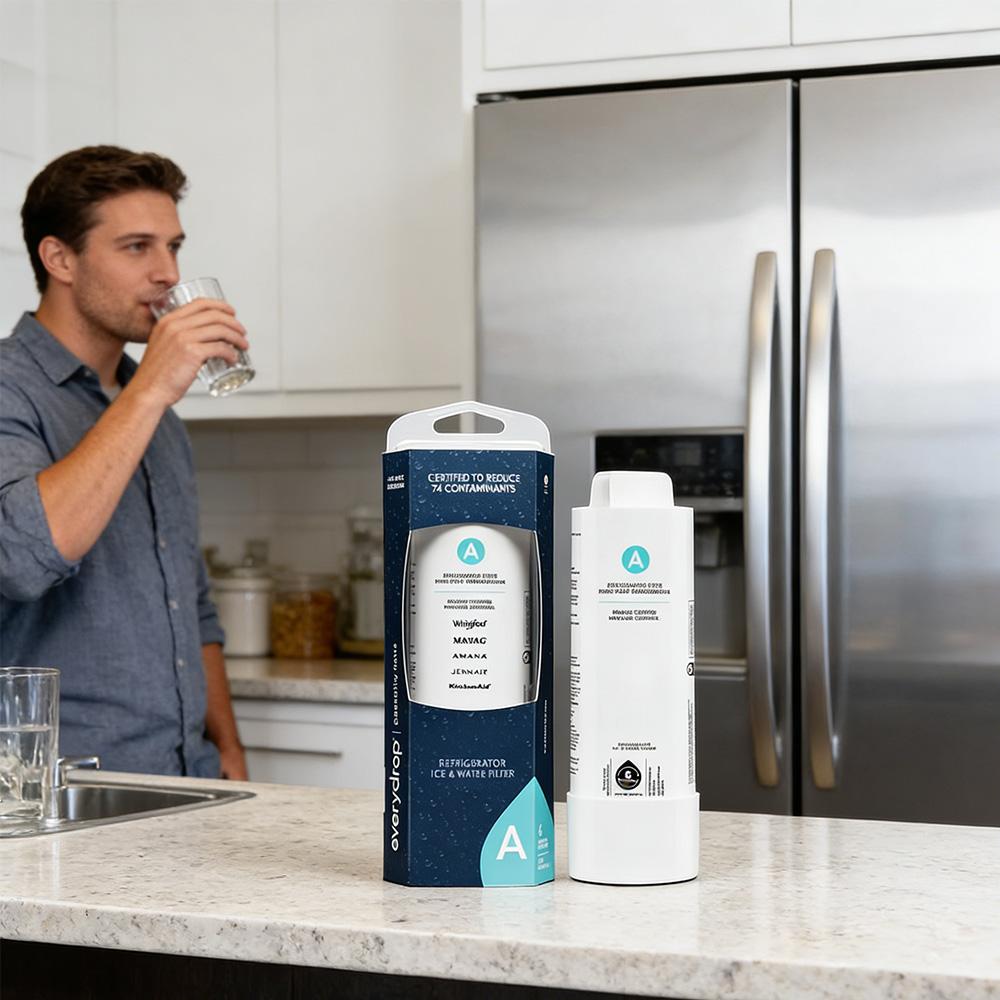 EveryDrop EDRARXD1 Refrigerator Water Filter – Filter A for Whirlpool & Maytag – UL Certified to Reduce 74 Contaminants – Each 200 Gal / 6 Months – 1 Year of Clean Water – Save vs. Bottled Water