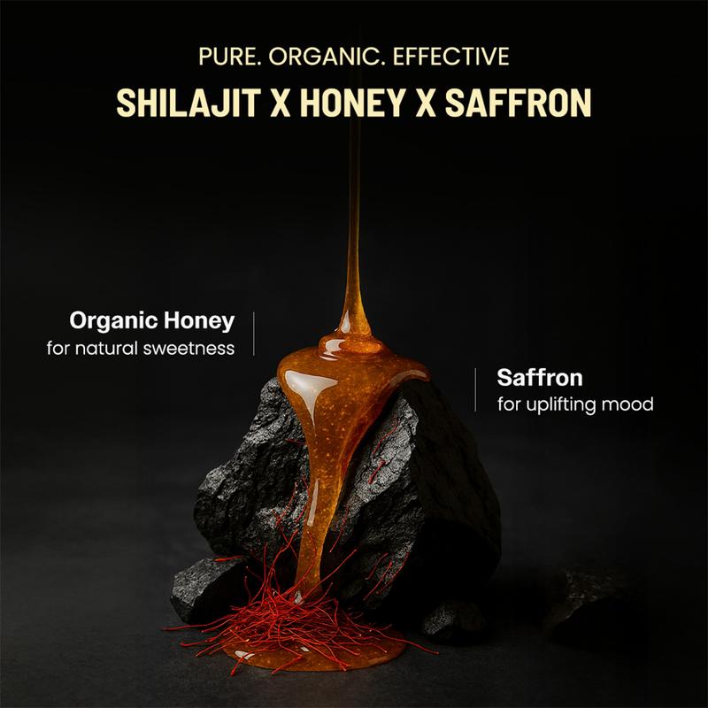 Anecdote Pure Himalayan Shilajit Honey Sticks - 100% Pure Resin with 85+ Trace Minerals & 75% Fulvic Acid - Organic Honey & Saffron Infused - 30 Sticks