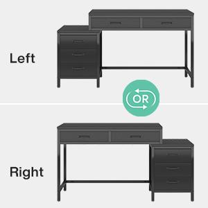 Tribesigns Computer Desk with 5 Drawers, Home Office Desks with Reversible Drawer Cabinet Printer Stand, Industrial PC Desk with Storage, Rustic Study Writing Table Workstation for Small Spaces, Black