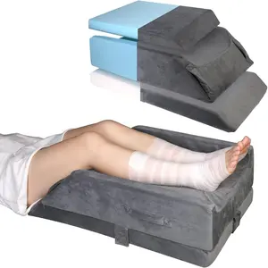 Adjustable 3-Height Wide Leg Elevation Pillow, Memory Foam Support for Legs Knee & Ankle, for After Surgery Sleeping Relieve Swelling Improve Circulation, Removable Washable Velvet Cover
