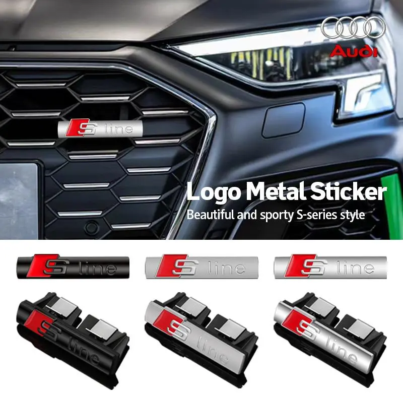 2026 New Car Goods Emblem Grill Front Hood Badge Grille For Audi Sline S line A4 B6 B8 S1 S2 S3 S4 S5 S6 A1 A3 A6 C5 A5 A8 Auto stickers For your Cars
