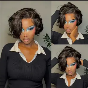 [100% Human Hair Wig] Clearance Sale IDHERE Colored Bob Wig Pre-layered and Pre-styled  Balayage Highlight Honey Blonde Bob Straight Wig 13x4 HD Transparent Lace Front Affortable Human Hair Wigs Tiny Knot Pre Plucked For Black Women