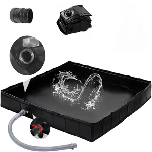 41" x 41" x 5" Portable Shower Pan Foldable Camping Shower Base with Detachable Drain Pipe Ideal