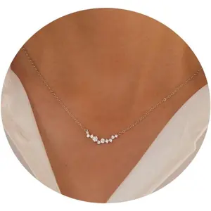 CZ Diamond Necklace for Women Dainty Square Cubic Zirconia Splints Solitaire Pendant Necklace for women 14kGold/Silver Plated Different Width Square CZ Pendant Necklaces Simulated Diamond Bridesmaid Jewelry for Women