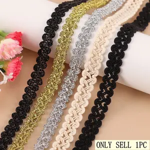 New 5meters/196.85in Lace Trim Ribbon, DIY Sleepwear Curtain Trim, Silver Color 8-Word Dual Wave Edge Fabric Tape