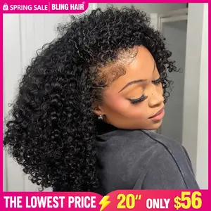 Bling Hair Half Wig Human Hair Wigs 250% Half Wig Kinky Curly Human Hair Wigs 3 In 1 Invisible Hairline With Drawstring Seamless