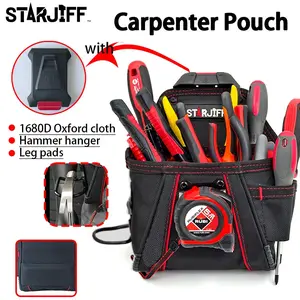 STARJIFF professional-grade quick release hard shell tool bag organizer with swing hammer hanging, belt clip, tape measure holder, suitable for woodworking and electrician aerial work, multi-pocket classification storage bag