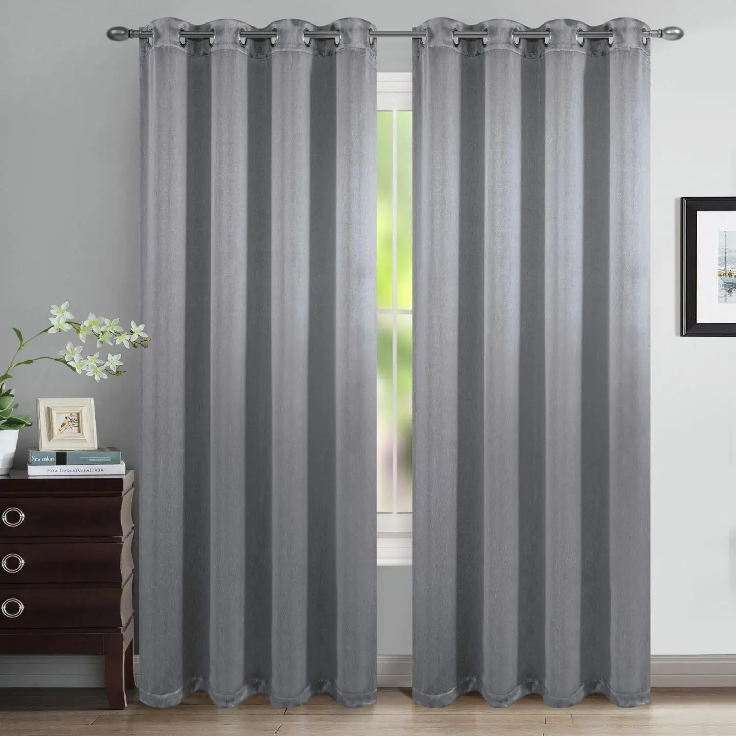 Eco Collection Pair of Window Panels, 100% Blackout Curtains Gray