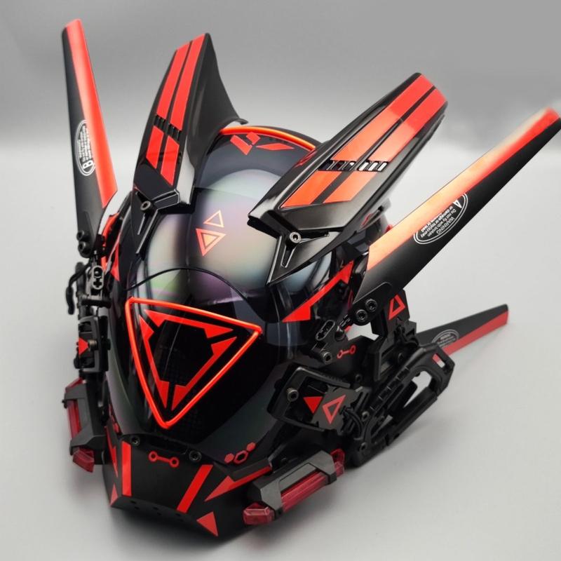 Cyberpunk Mask Iron Warrior Helmet Cosplay Men's Mecha Luminous Full Face Hood Tactical Mask