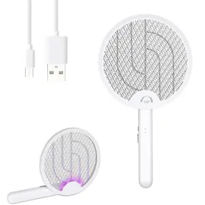 Large Mesh Electric Fly Swatter 4000V Bug Zapper Racket - Rechargeable Mosquito Killer Lamp with 1200mAh Battery for Indoor Outdoor