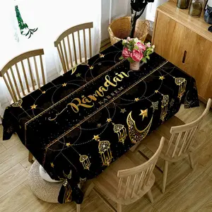 1PC Muslim Ramadan Rectangle Tablecloth Washable, Table Cover Perfect for, Camping, Weddings, Birthday Parties, Christmas Restaurants, and Buffets - Protect Your Tabletop with Vintage Style Table Cloth Home Decoration