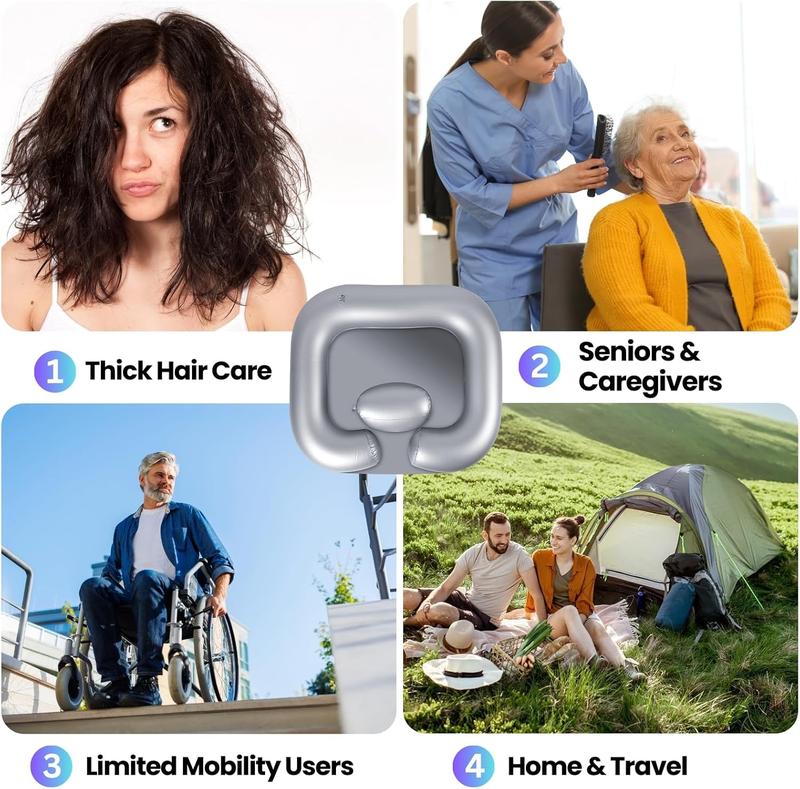 Inflatable Shampoo Basin, Portable Shampoo Bowl, Hair Washing Basin for Bedridden. Portable Sink for Washing Hair with Neck Support & Drain Hose - Good for All Hair Types