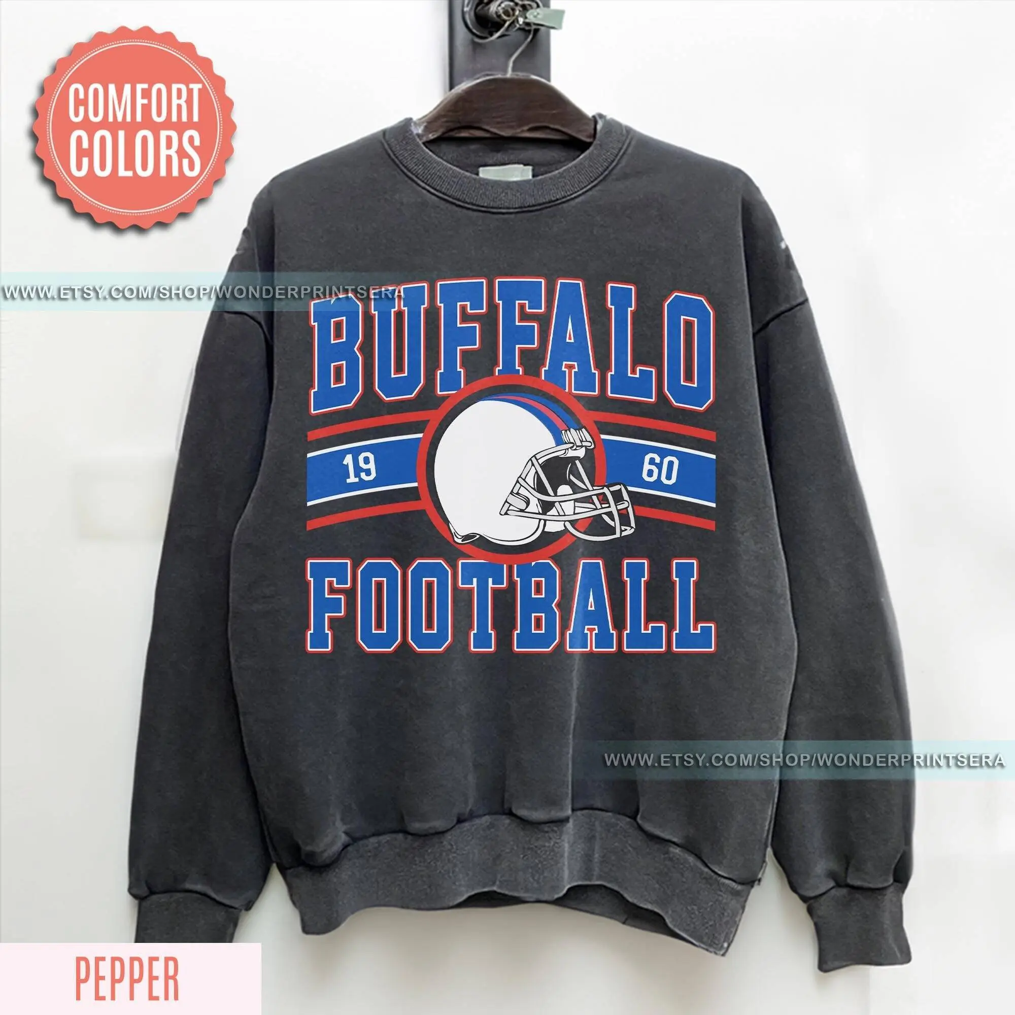 Buffalo Football Vintage Style Comfort Colors Sweatshirt, Buffalo Bill Crewneck, Bill Sweatshirt, Buffalo New York, Buffalo Fan Gift #F87 Cotton Trending