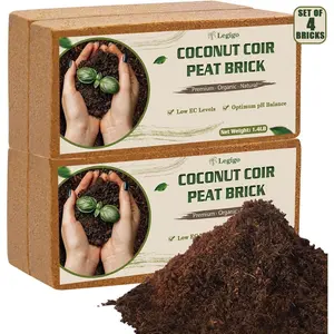 4 Pack Premium Coco Coir Brick for Plants- 100% Organic Compressed Coconut Coir Bricks Starting Mix, Coco Coir Fiber Coconut Husk for Planting, Gardening, Potting Soil Substrate, Herbs