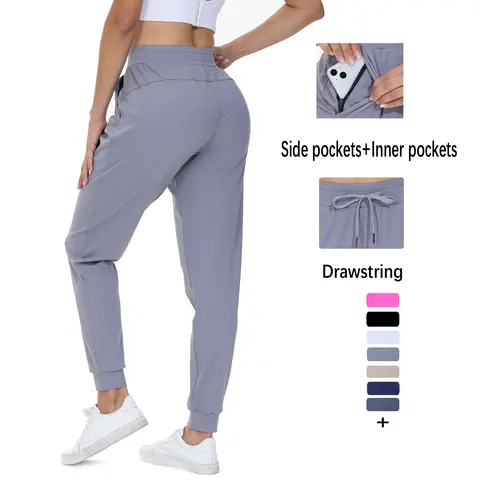 Women's High Waisted Athletic Joggers with Drawstring & Side Pockets ,Workout Yoga Gym Sweatpants , Lounge Pants for Running, Fitness, Casual Everyday Active Wear