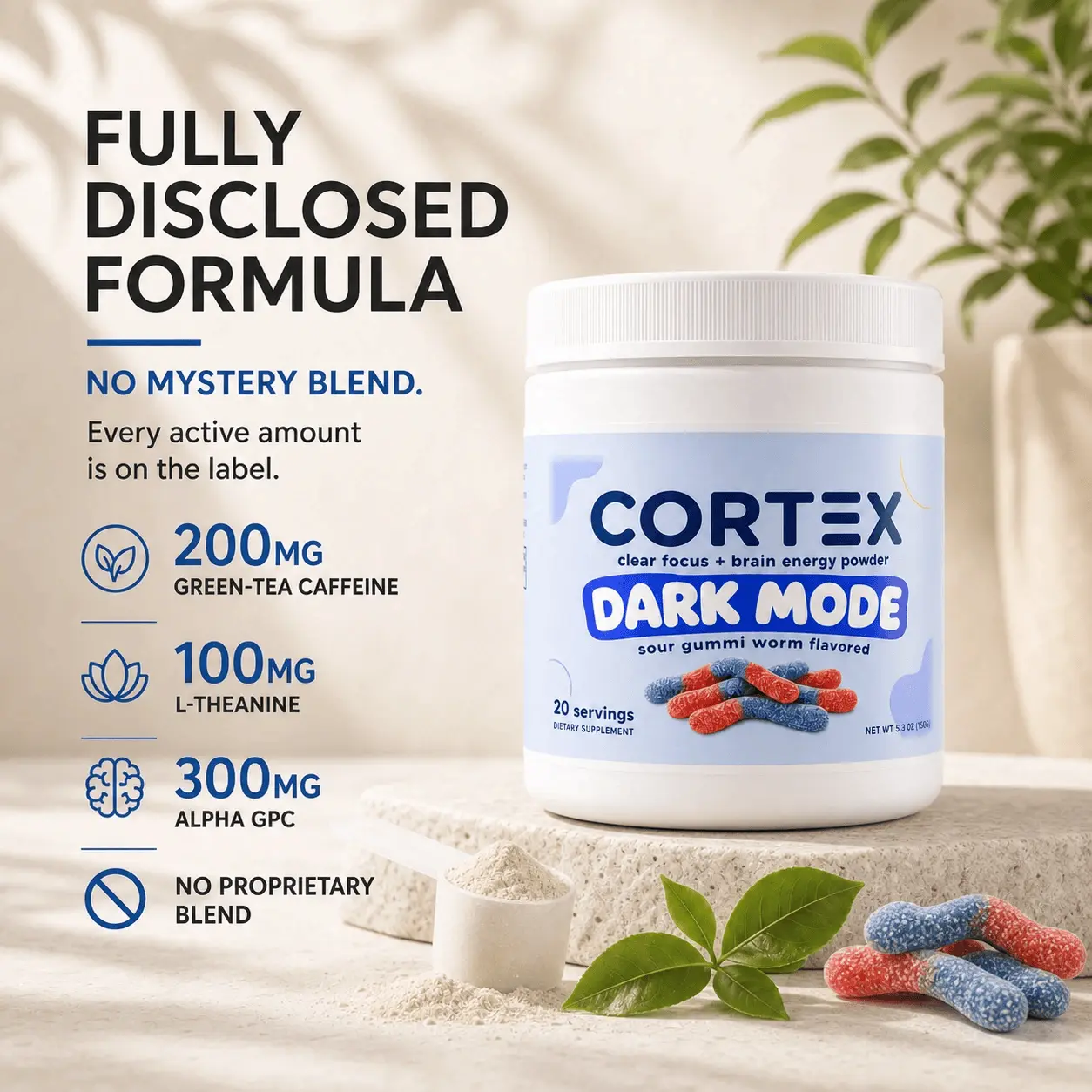 Cortex Dark Mode Powdered Supplement Drink Mix - Sour Gummi Worm