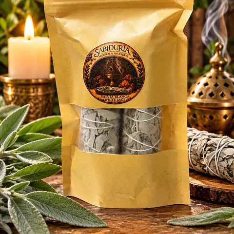 White sage (paquete de 2 palitos de salvia blanca para meditación).