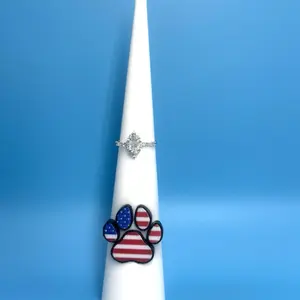Patriotic Paw Print Ring Cone Holder | 4th of July Jewelry Display for Bomb Party Reps & Fizzers
