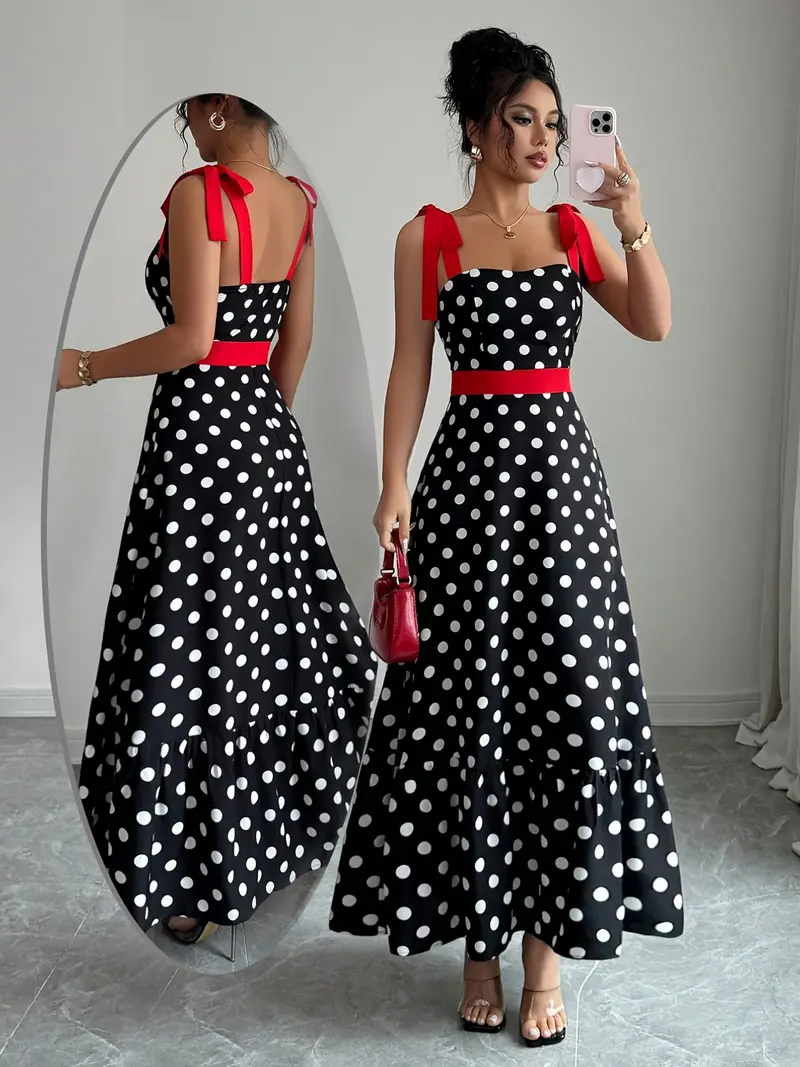 dot maxi dress in brown & ivory dot majorelle Dalia Maxi Dress, in Chocolate Brown Polka Dot, Size: XL | Show Me Your Mumu main image 0