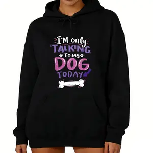 Women's Long Sleeve Dog Graphic Hoodie - Paw Print and Bone Design for Pet Lovers