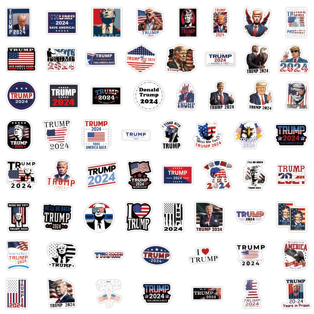 2024 Donald Trump Stickers Cartoon Graffiti Decals Waterproof Sticker Packs 10/30/50/100pcs