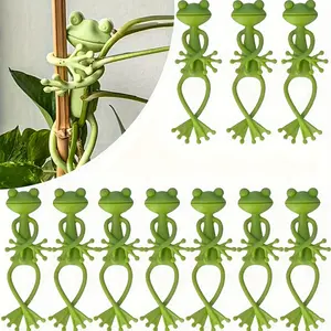 2/4/6/8pcs frog plant racks, cute frog flowerpots embracing plant climbing fixing clips, multi-purpose frog flowerpots decorated with vine traction, and cartoon plant branch fastening devices, Garden Supplies