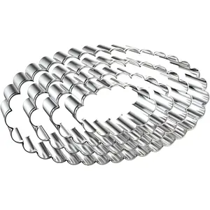 Scalloped Edge Oval Cookie Cutter Set Large 5 Inch 4 Inch 3 Inch 2 Inch Fluted Wavy Oval Cookie Cutters Shapes Clay Molds Stainless Steel