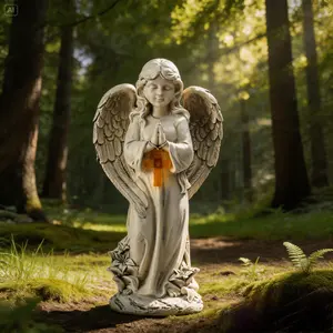 White Angel Religious Prayer Statue with Warm Light - Home Decor, Garden Ornament, Baptism Gift for Spiritual Ambiance #GLOBAL PICKS Home Supplies