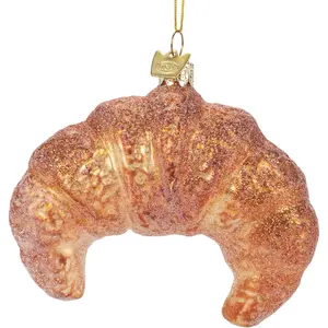 Kurt Adler Noble Gems Glass Ornament for Christmas Tree, Croissant