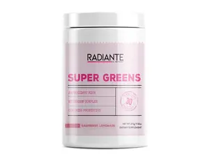 Radianté Super Greens Antioxidant-Rich Mushroom Complex with Probiotics Raspberry Lemonade Flavor 30 Servings US