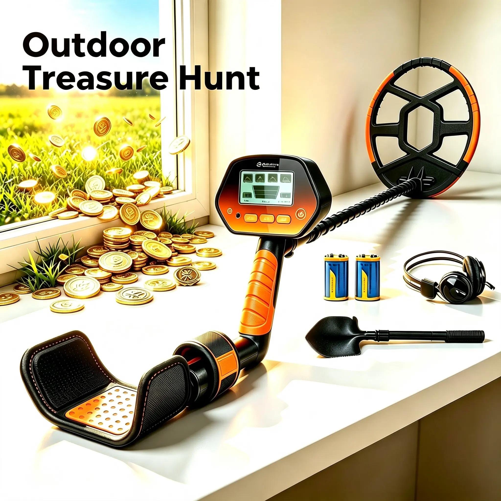 【Treasure Hunt】GoGonova Waterproof Metal Detector for Adults & Kids with 8" Search Coil All Metal & Disc Modes Portable Tool Kit Adjustable Stem IP68 Rating Lightweight Design LCD Display Durable Shovel Anti-interference Headphones