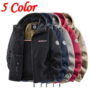 Men’s fleece jacket with a hood design for winter warmth and style.