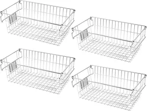 Stackable Chest Freezer Baskets Organizer Bins, Metal Wire Baskets Pantry Organizer Produce Baskets with Tag Slot for Snacks Vegetables and Fruits