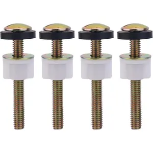 4pcs Toilet Seat Screws Replacement Kit, Heavy Duty Universal Top Mount Hinge Bolts Fixings Fittings Toilet Seat Fastener with Plastic Nuts Metal Rubber Washers Accessories Parts for Secure Fit