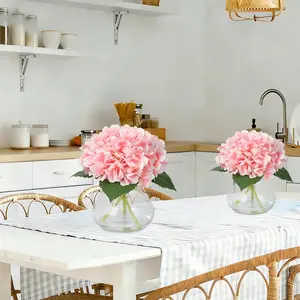 Garvee Elegant Faux Silk Hydrangea Flowers in Pink, Green, White, and Blue - Realistic, Durable, and Vibrant Artificial Blooms Ideal for Home Decor, Weddings, Events with Long-Lasting Color and Texture