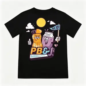 Peanut Butter & Jelly Baseball Lifestyle T-Shirt | Retro Cartoon Graphic Tee for Fans
