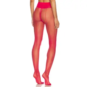 Wolford Individual 10 Back Seam Tights in Cranberry