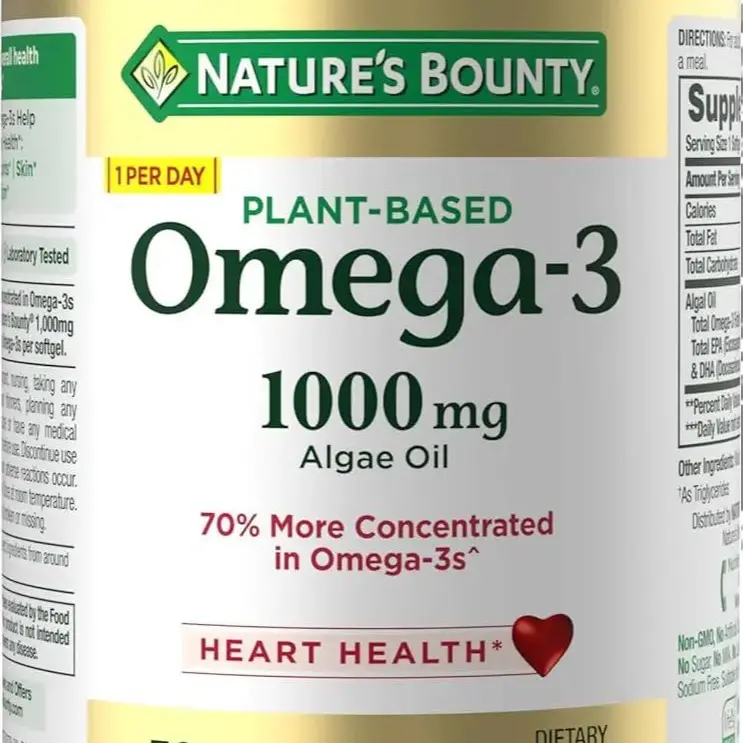 Omega 3, Plant-Based Omega 3 Fatty Acid Suppement, 520mg, Supports Whole Body Health Including Heart, Skin, Joint, 30 Vegetarian Softgels, Fish Oil Alternative, Omega 3 Supplements