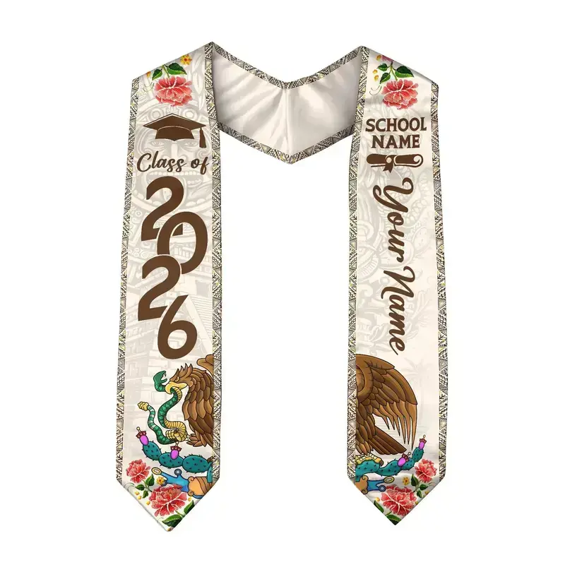 2026 Graduation Heritage Sash, Custom Green White Blue Senior Stole, Personalized Latin Celebration Graduation Accessory