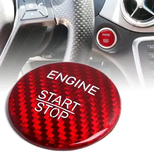 iJDMTOY Genuine Gloss Red Carbon Fiber Made Engine Push Start/Stop Button Decoration Cover Trim For Mercedes Keyless Engine Start