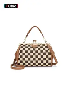 Fashionable Checkered Crossbody Bag, Handbags for Women Chic Vintage Bag for Work & Daily Use, Purse Women Unique Bags, Everyday Bags, Sling Purse, Adjustable Strap Satchel, Shoulder Bag
