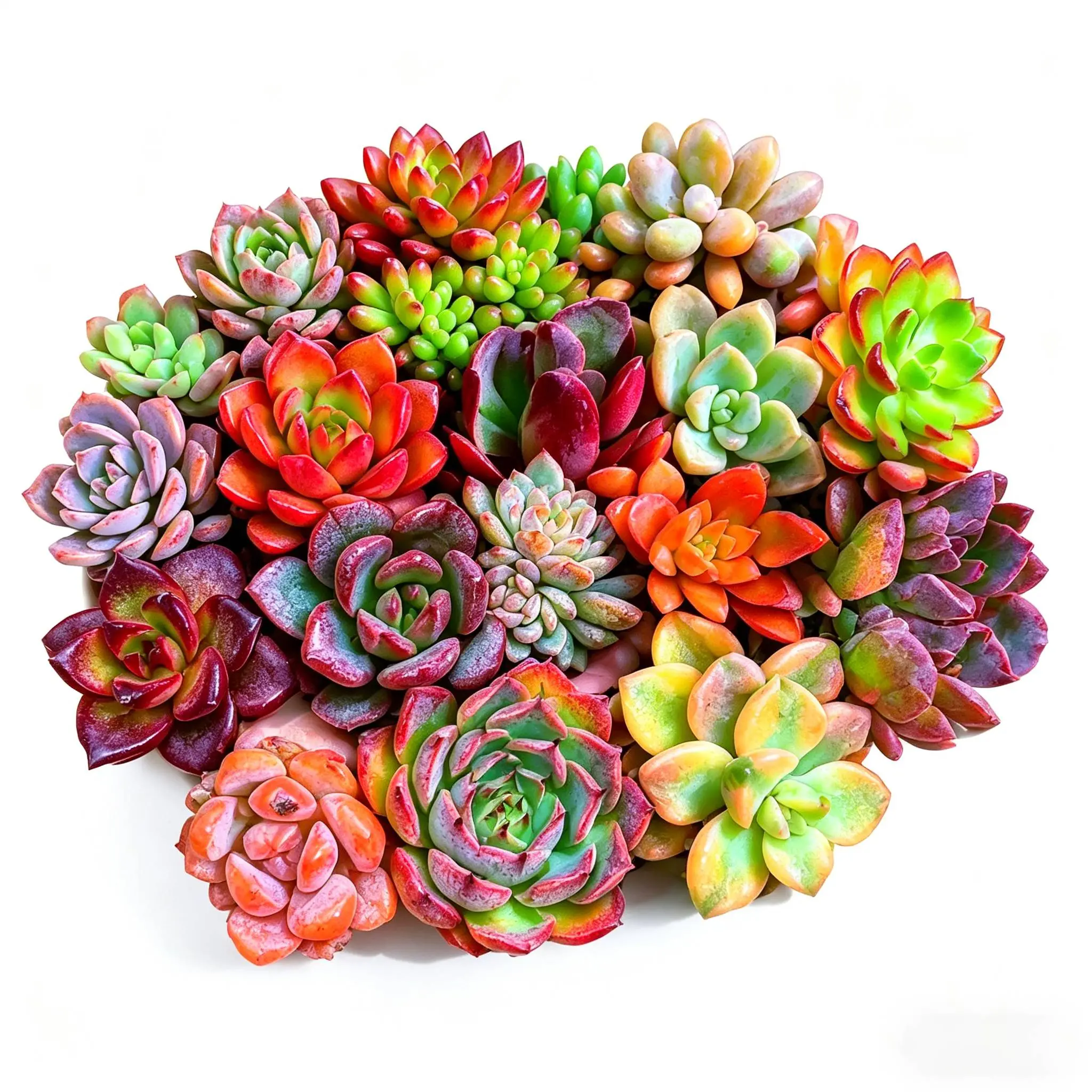 Mixed Mini Live Rosette Succulents, Colorful Assorted Potted Houseplants, Easy‑Care Drought‑Tolerant Aesthetic Decor for Home, Office & Desktop
