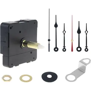 31 mm (1-1/4 inch) Long Shaft Quartz Silent Clock Movement for DIY Repair with 2 Pairs Pointer Hands,Silent Sweep Seconds Mechanism (Black Hands, 31 mm (1-1/4 inch) Long Shaft-24mm Thread)