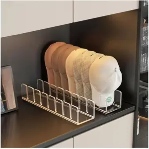 Baseball Cap Organizer Rack 2-Pack - Holds 14 Hats, No Install Space Saving Display Stand for Closet, Bedroom, Entryway (Clear)