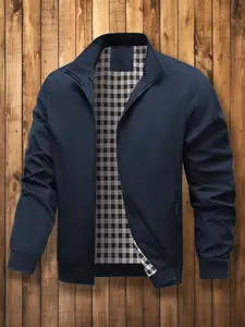 Men's Spring Autumn Casual Jacket, Small Collar Design, Durable Anti-Fold Fabric, Outdoor Short Trip Practical Top