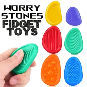 6-Piece Textured Stress Relief Stone Set, Anxiety-Reducing Stones for Relaxation & Psychological Recovery, Hand Massage Tool, Mental Health, Lightweight