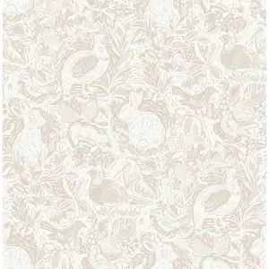 212 MAIN Cream Terrene Woodland Theme Peel & Stick Easy Install Repositionable Indoor Use Single Roll Wallpaper, NUS4304, 20.5 in. x 18 ft.